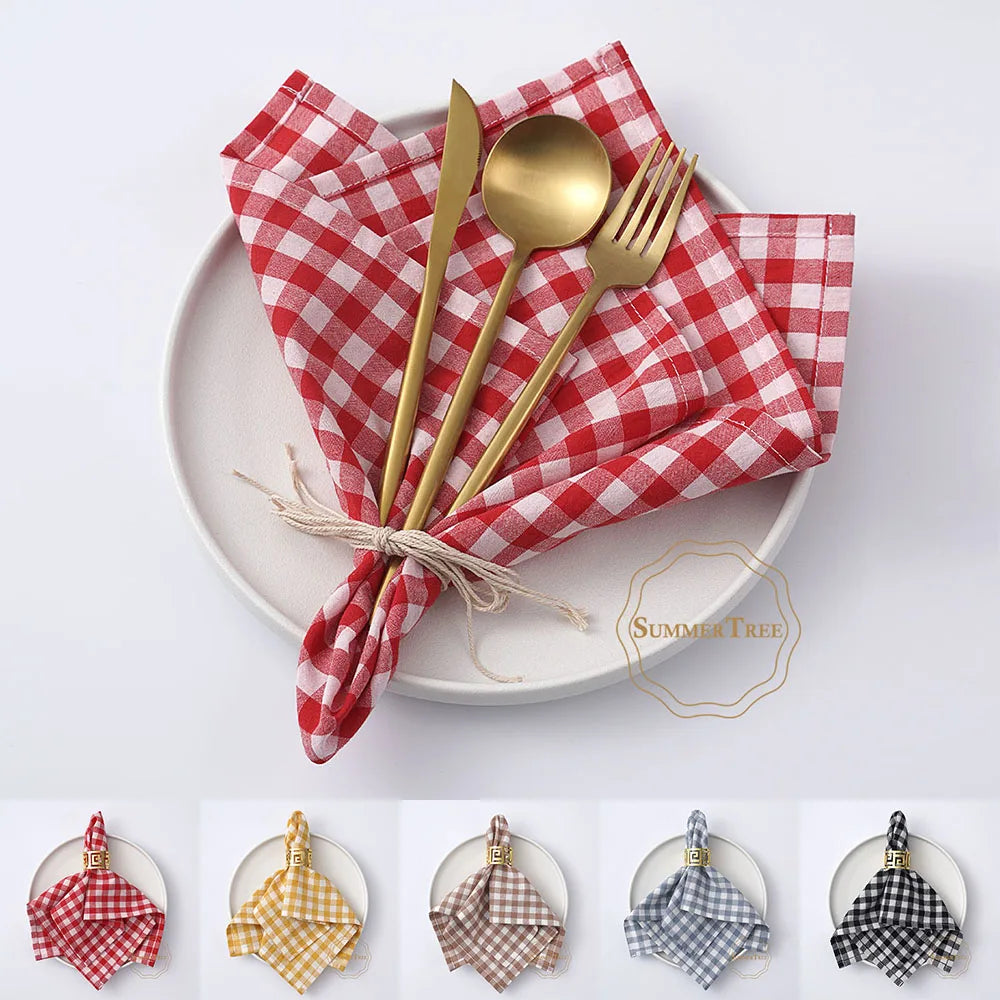Cotton gingham table napkin 42x42 washable
