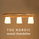 Creative wooden pendant chandelier with three heads for restaurant or café
