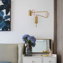 Industrial style adjustable wall light in black and gold
