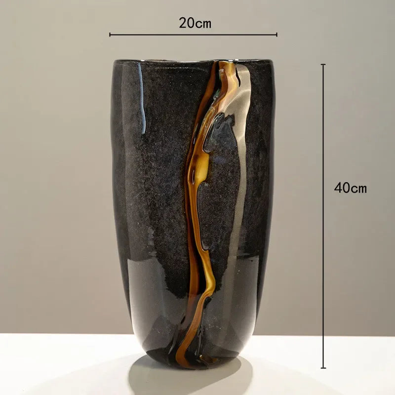 crackle glass vase for decorative flower arrangement - vue 9 sur 9