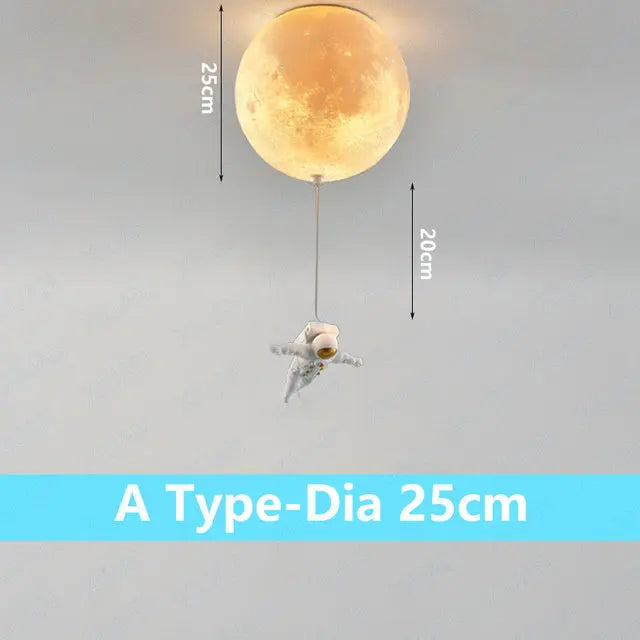 Decorative lunar ceiling light with astronaut, ideal for bedroom - vue 15 sur 15