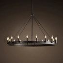 Round retro American style iron LED chandelier