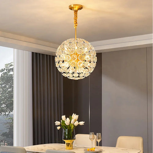 Copper dandelion crystal LED pendant chandelier - vue 6 sur 12