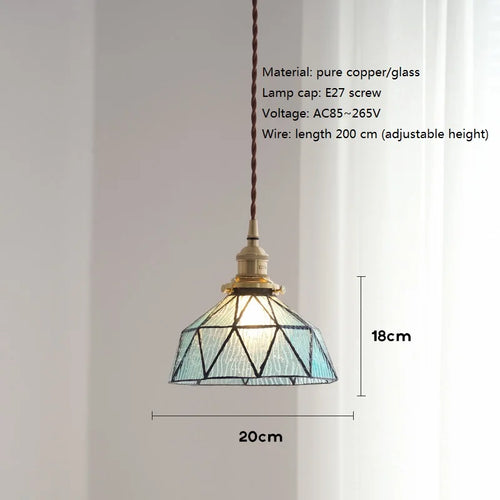 Nordic vintage brass and glass pendant light - vue 4 sur 9