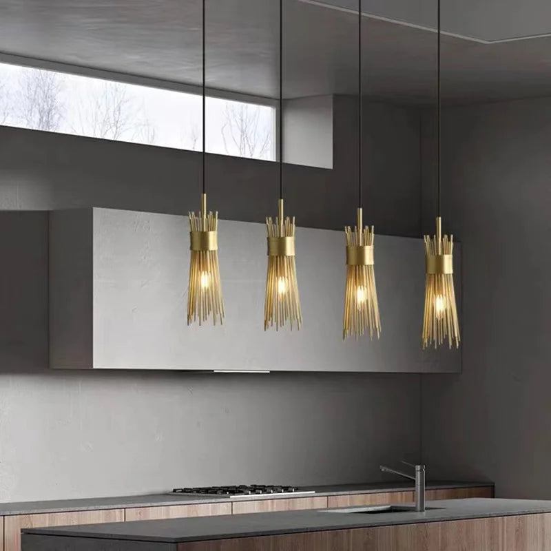 Decorative solid copper LED chandelier for home, creative design - vue 3 sur 16