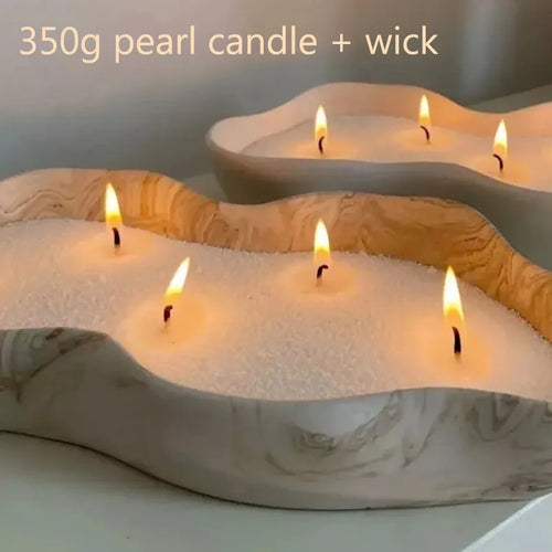 350Gwhite Snow Pearled-Candles with Wicks - Diy Candle Sand, Refillable Candle DIY Send wick - vue 2 sur 6