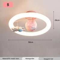 Creative space rabbit ceiling light for students