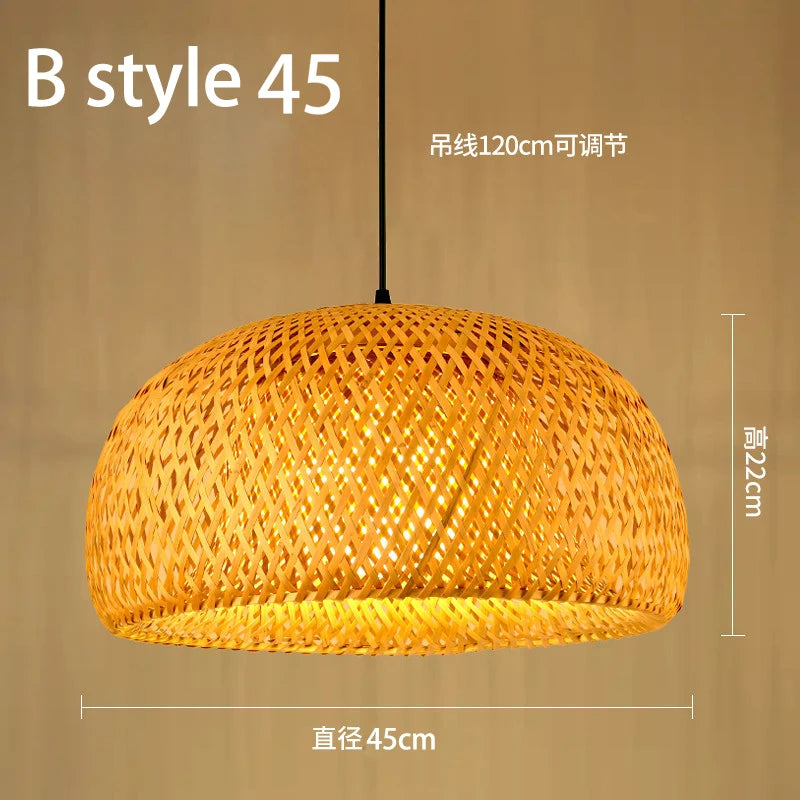 Handmade Chinese style bamboo chandelier with vintage pastoral weaving - vue 22 sur 30