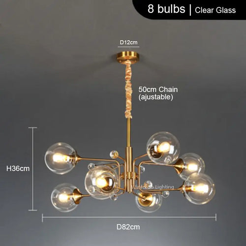Modern LED chandelier with 10 globes decorative light - vue 14 sur 18