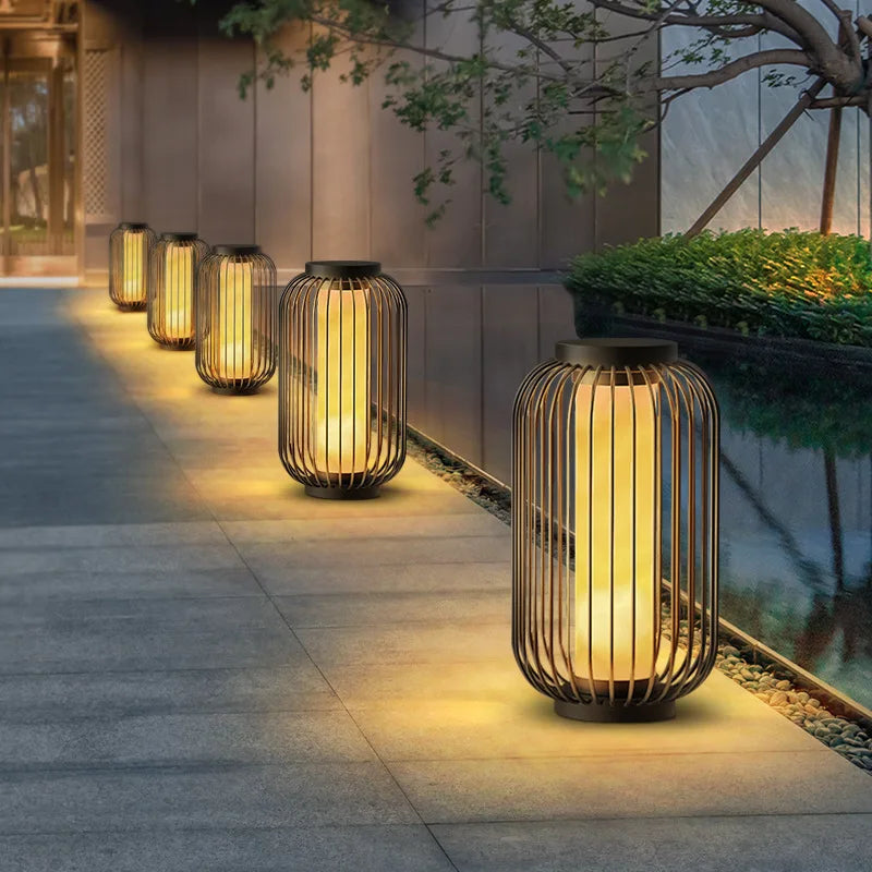 Solar LED bird cage garden decorative lamp