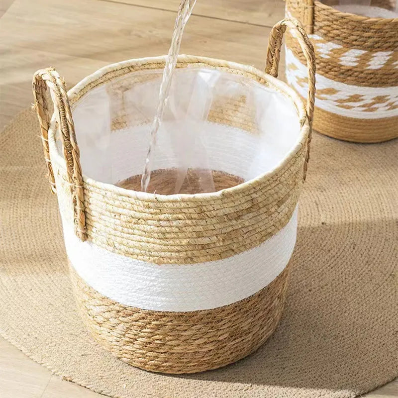 natural wicker basket for garden and decorative storage - vue 4 sur 15