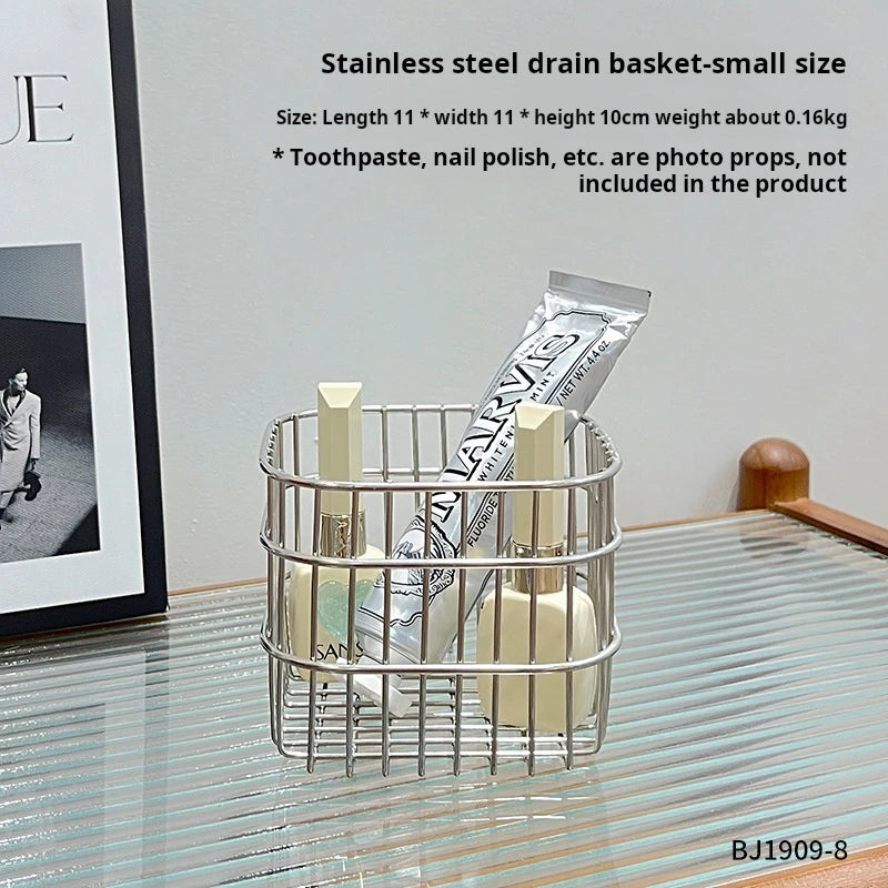 Square stainless steel storage basket for organising your home - vue 7 sur 8