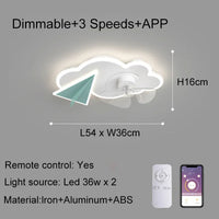 Ceiling fan with lights airplane design remote control for children