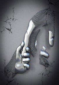 Decorative canvas poster of loving couple with glitter and heart