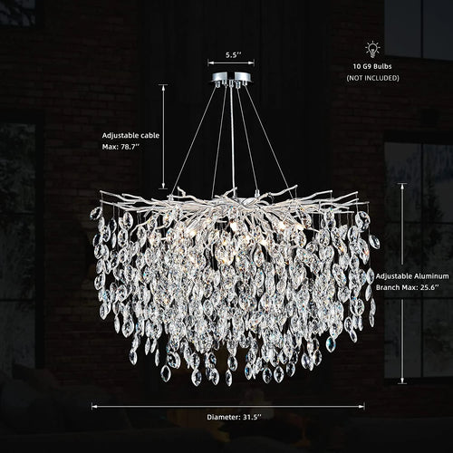 Luxury crystal chandelier with LED branches for modern interiors - vue 11 sur 14