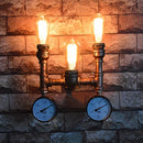 Vintage steampunk iron wall light with water pipe