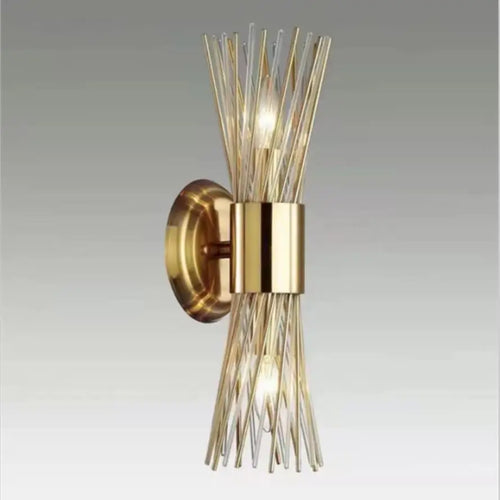 Modern stainless steel wall light with clear glass - vue 5 sur 9