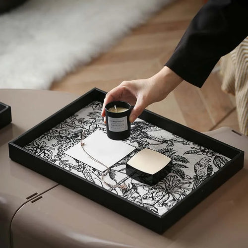 retro decorative leather tray for storage and display - vue 4 sur 8