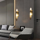 Clear glass wall light art deco style gold metal