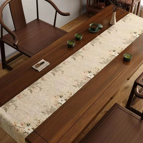 Chinese style bamboo and bird ink decorative tablecloth - vue 3 sur 4