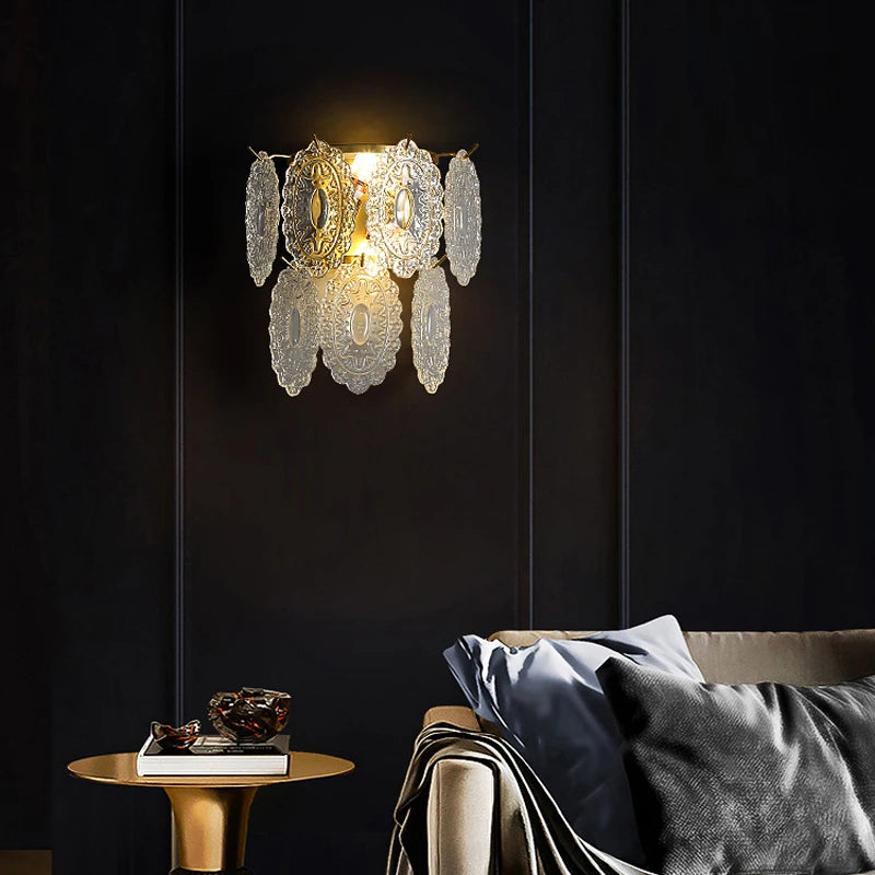 Dimmable golden crystal LED wall light