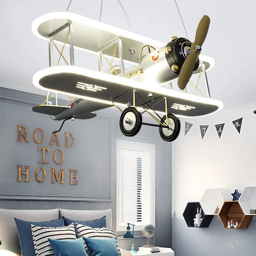 Creative helicopter airplane chandelier for modern children's room - vue 5 sur 9