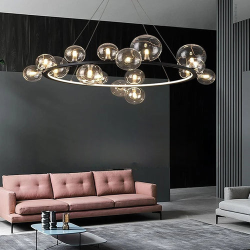 Modern glass chandelier with bubbles for elegant interiors - vue 7 sur 18