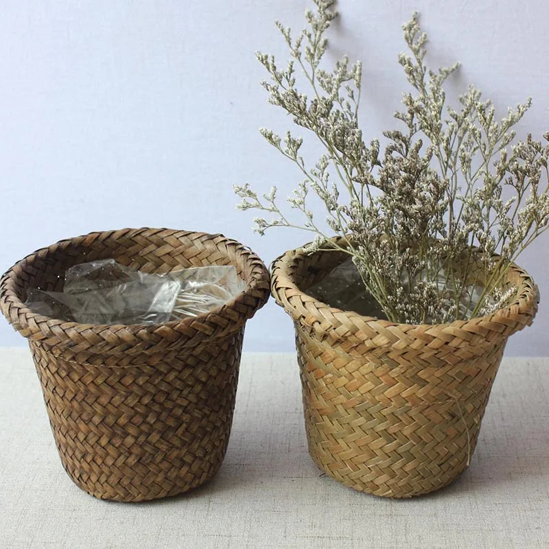 handmade rattan flower basket for wall decoration and storage