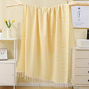 Turkish striped cotton beach towel with tassels for spa