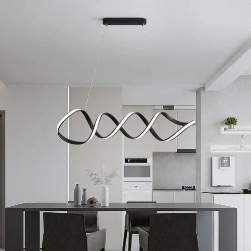 Modern nordic atmospheric twisted LED chandelier - vue 5 sur 14