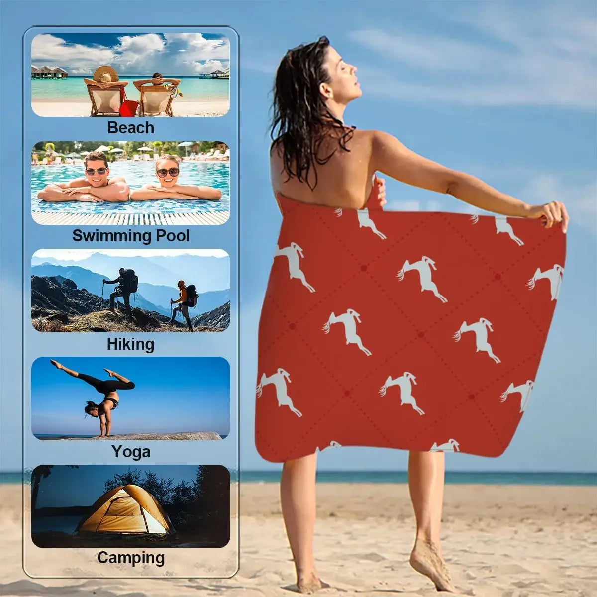 Microfibre beach towel with deer design quick dry - vue 5 sur 6