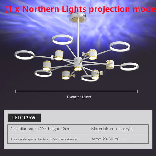 Luxury crystal aurora borealis LED chandelier ceiling pendant - vue 8 sur 16