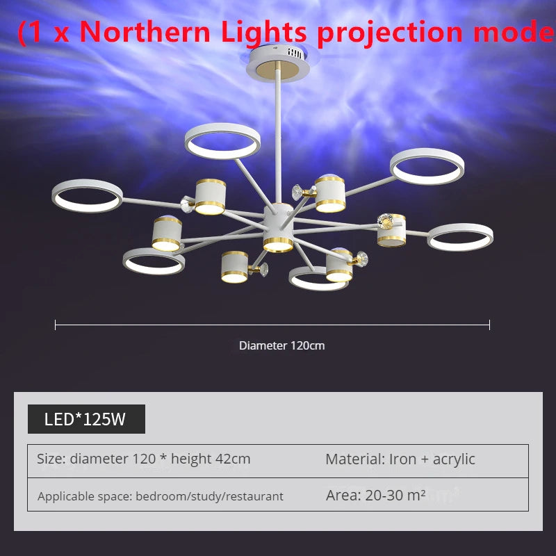 Luxury crystal aurora borealis LED chandelier ceiling pendant - vue 8 sur 16