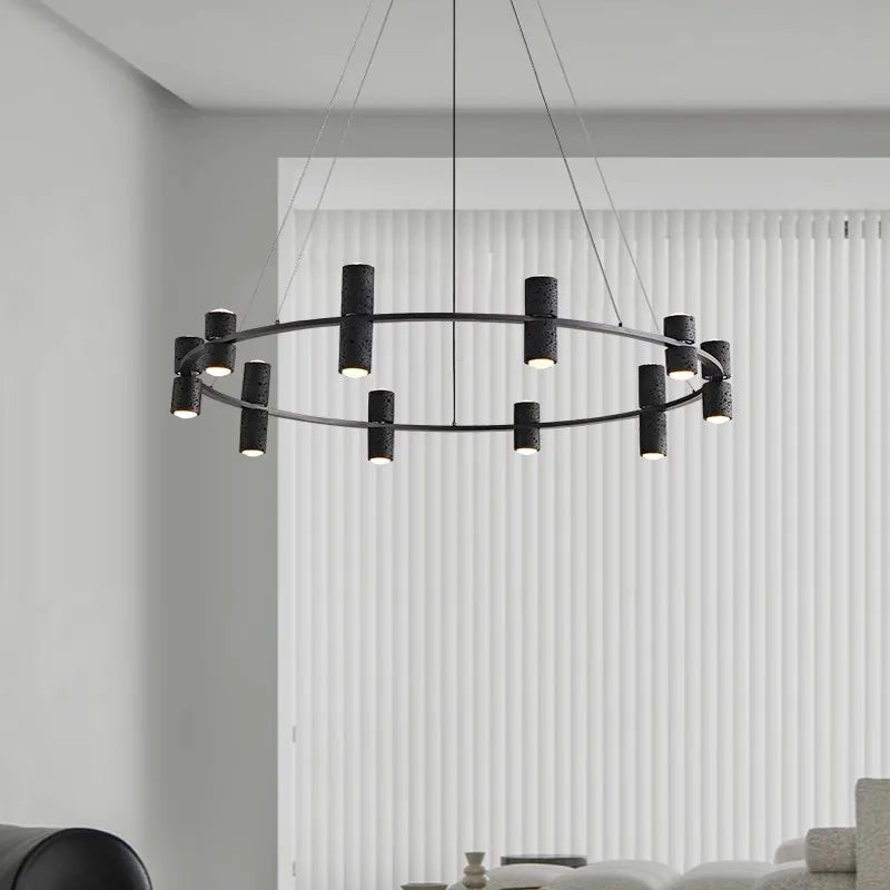 Premium copper and black stone pendant light