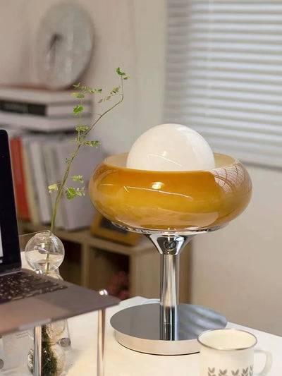 Vintage Bauhaus style egg tart table lamp