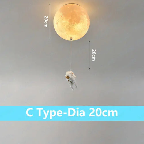 Decorative lunar ceiling light with astronaut, ideal for bedroom - vue 12 sur 15