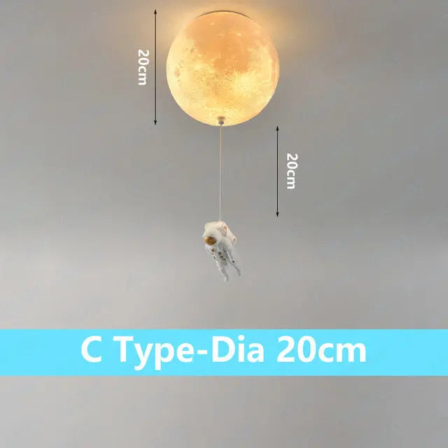 Decorative lunar ceiling light with astronaut, ideal for bedroom - vue 11 sur 15