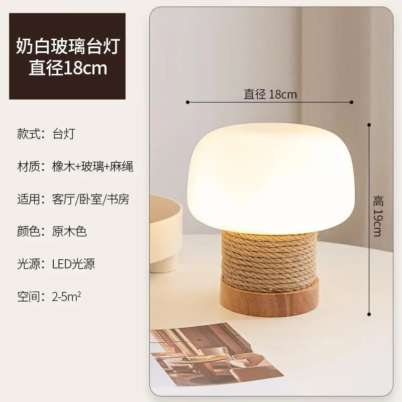 Wabi-sabi white glass pendant light with hemp rope - vue 9 sur 10