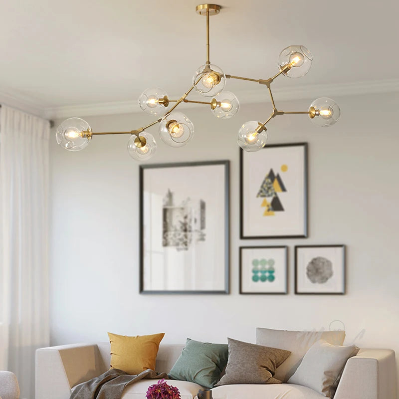 Modern LED glass bubble chandelier with elegant design for interiors