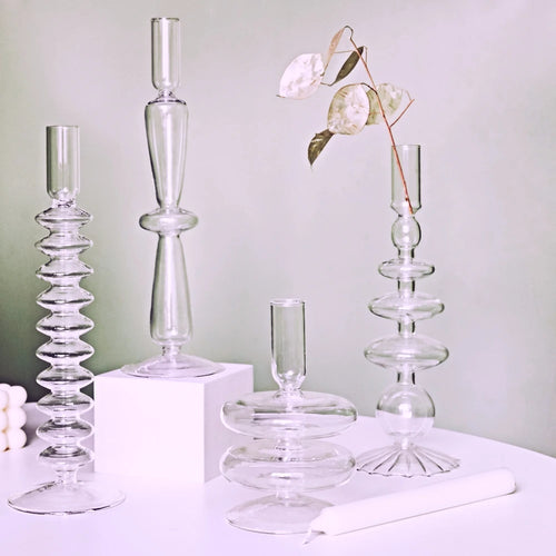 Clear glass candleholder modern nordic home decor - vue 3 sur 31