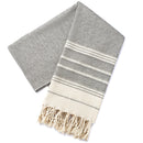 Turkish cotton jacquard beach towel with diamond pattern and tassels