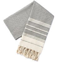 Turkish cotton jacquard beach towel with diamond pattern and tassels
