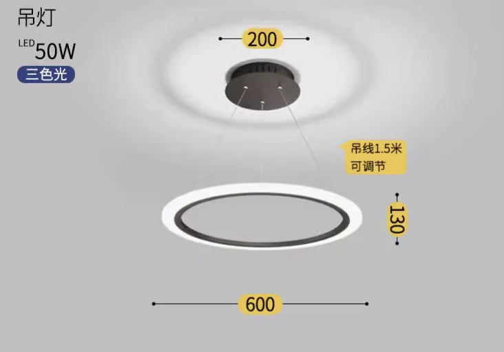 Modern minimalist nordic LED chandelier italian creative ring - vue 11 sur 12
