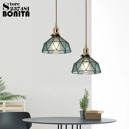 Pure glass pendant light with wave copper design - vue 7 sur 9