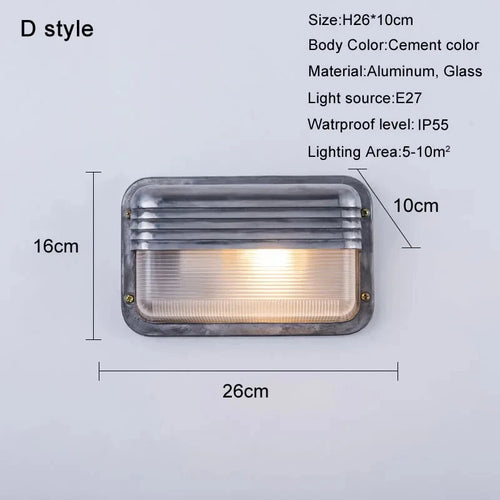 Retro waterproof LED wall light in aluminium for outdoor and indoor use - vue 8 sur 15