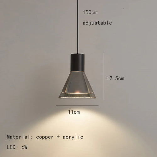 Transparent acrylic pendant light with natural adjustable cord - vue 12 sur 11