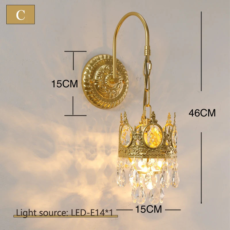 Retro crystal wall light for elegant interior decor - vue 9 sur 9