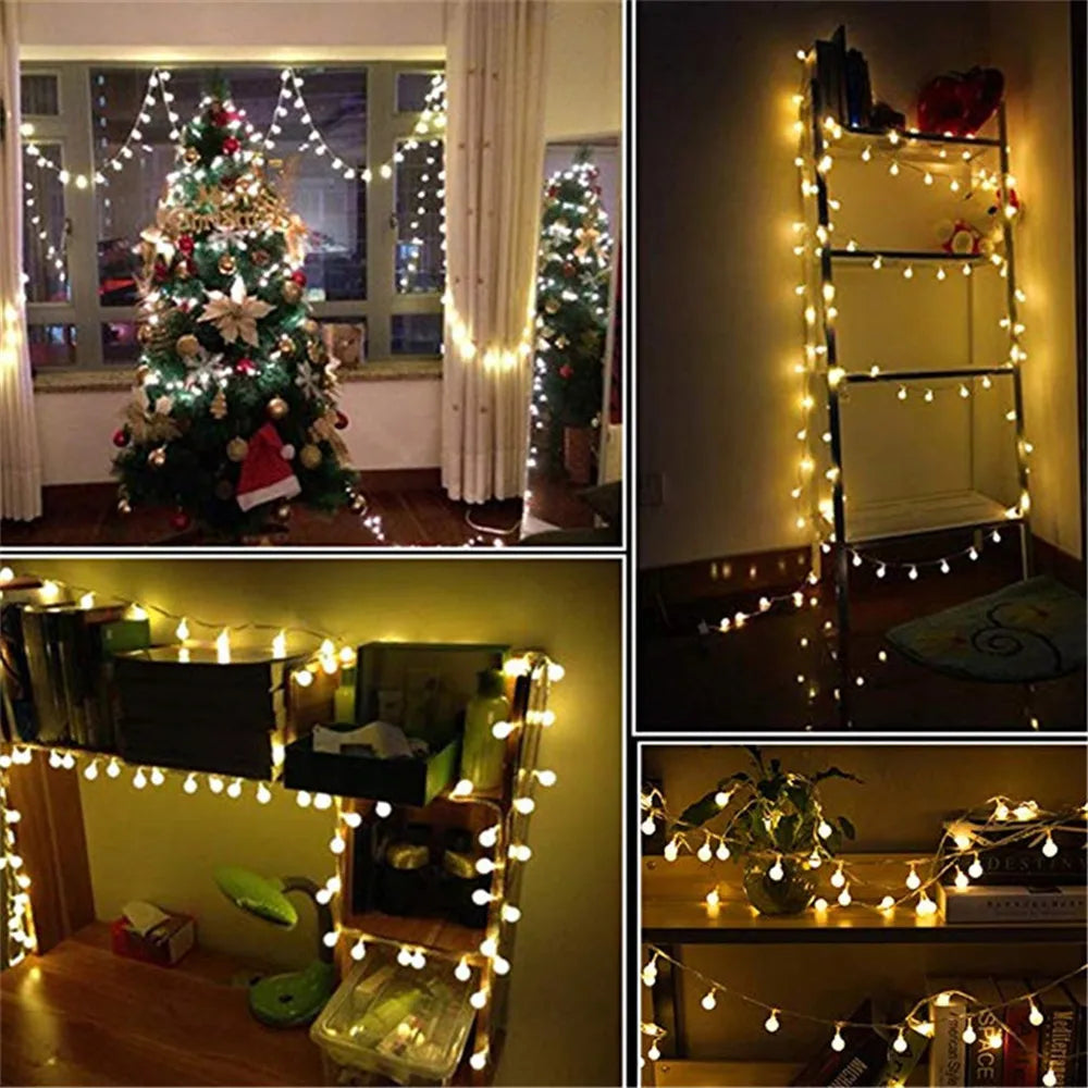 LED ball string lights garland for weddings and outdoor gardens - vue 3 sur 9