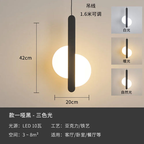 Modern geometric LED acrylic moon pendant light - vue 22 sur 24