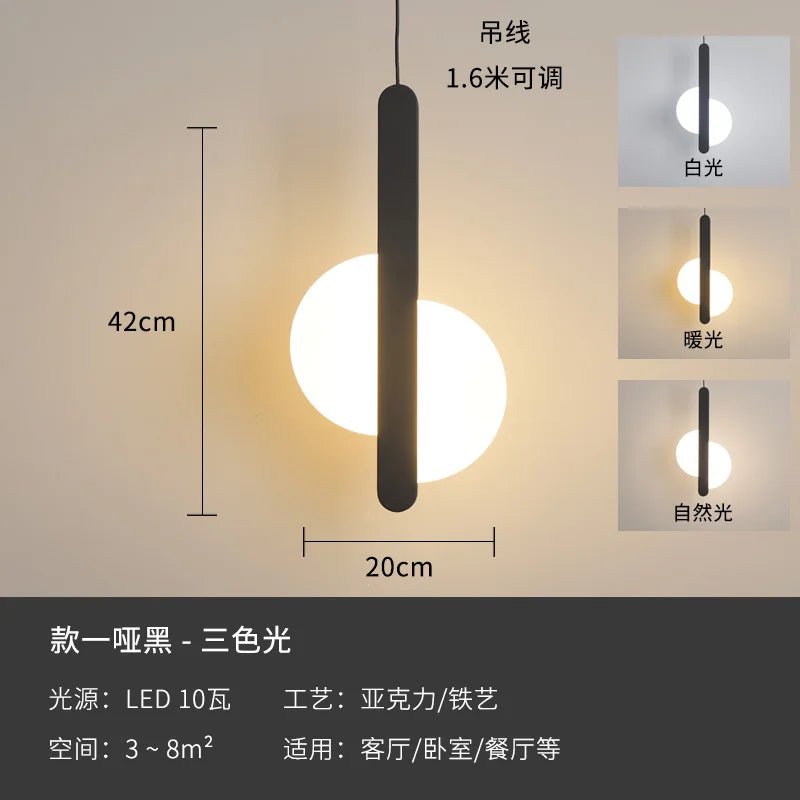 Modern geometric LED acrylic moon pendant light - vue 21 sur 24